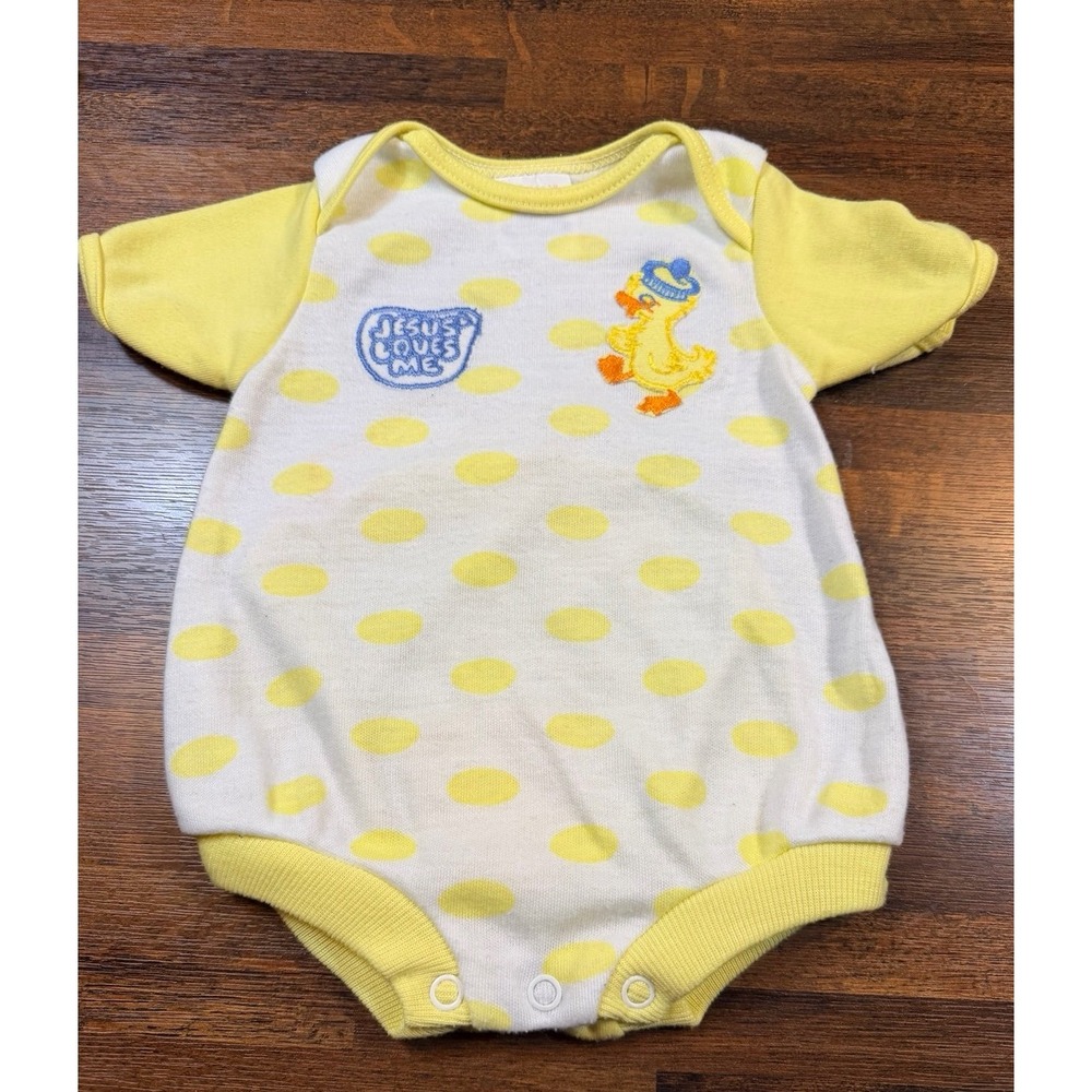 Rare Vintage one piece duck Jesus Loves me outfit size 3 months.  Unisex